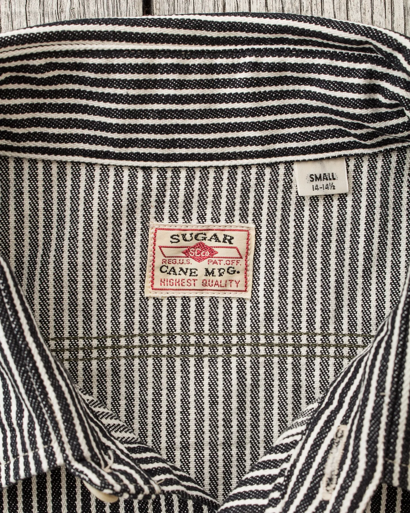 Sugar Cane & Co. Hickory Stripe Work Shirt Black SC27853