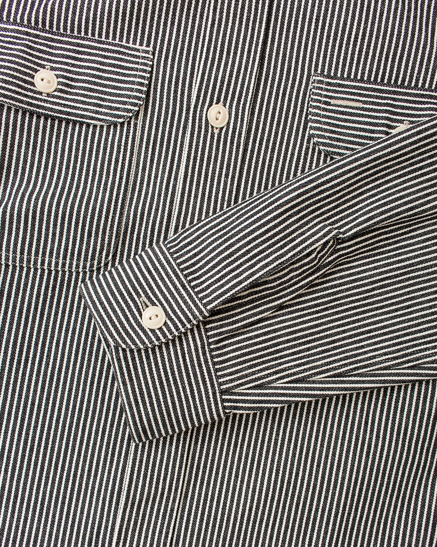 Sugar Cane & Co. Hickory Stripe Work Shirt Black SC27853