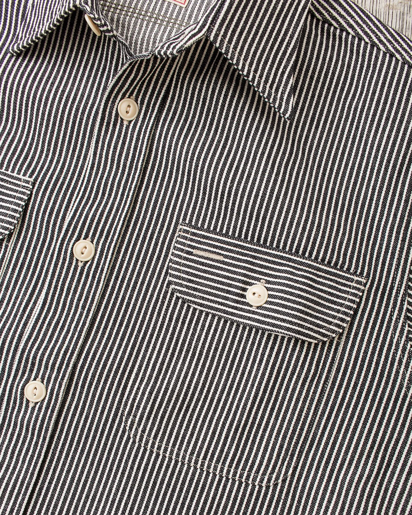 Sugar Cane & Co. Hickory Stripe Work Shirt Black SC27853