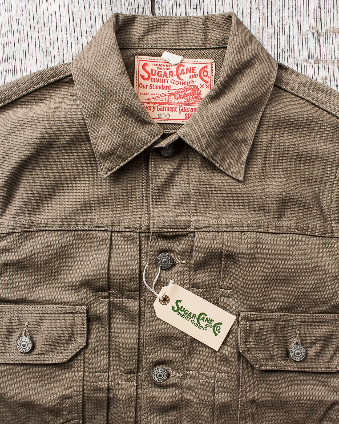 Sugar Cane & Co Sugar Cane 1953 Type 2 11oz Cotton Pique Jacket Khaki SC15290
