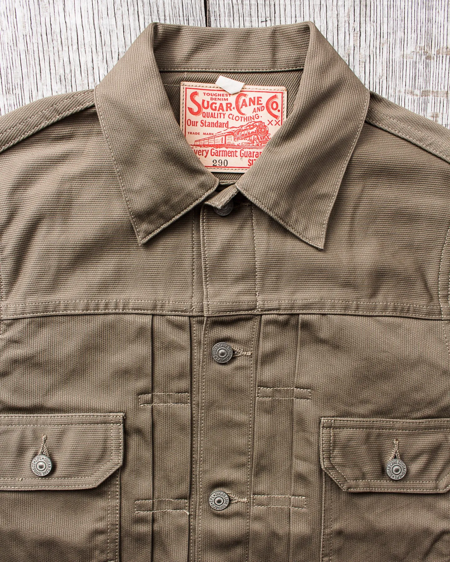 Sugar Cane & Co Sugar Cane 1953 Type 2 11oz Cotton Pique Jacket Khaki SC15290