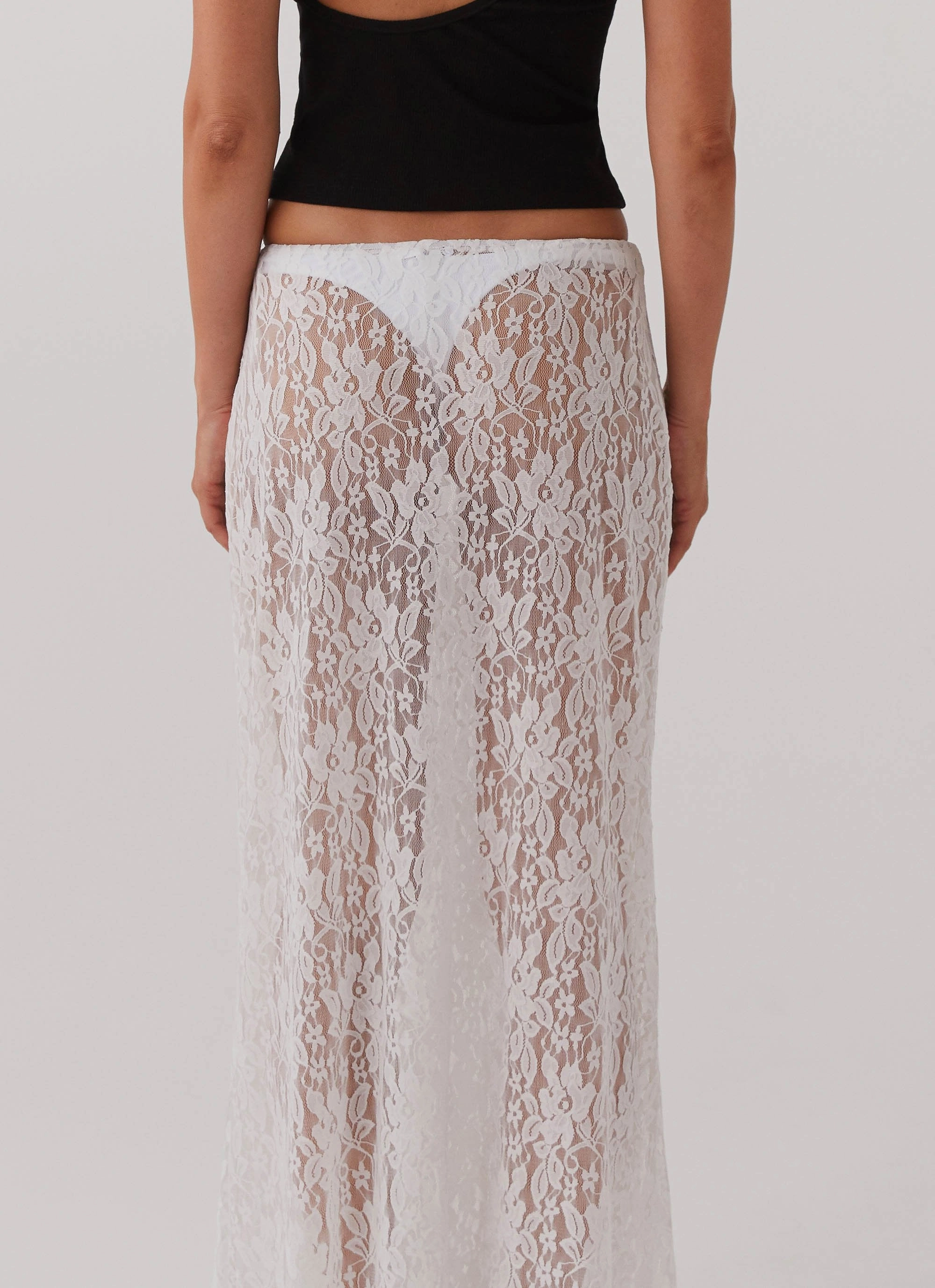 Sugar Sweet Lace Maxi Skirt - White Modest Wear
