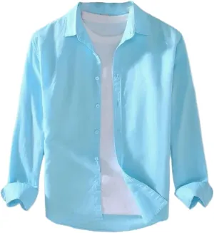 Summer Linen Cotton Vintage Tops Shirts Men Cotton Long Sleeve Shirt Top Fitness Shirt for Man