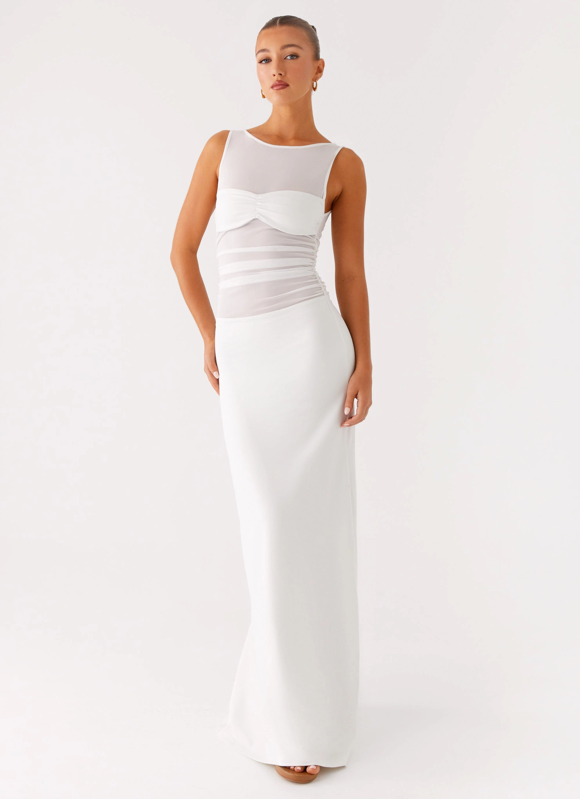 Wesley Maxi Dress - Ivory Versatile Look Shiny surface