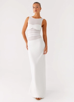 Wesley Maxi Dress - Ivory Versatile Look Shiny surface
