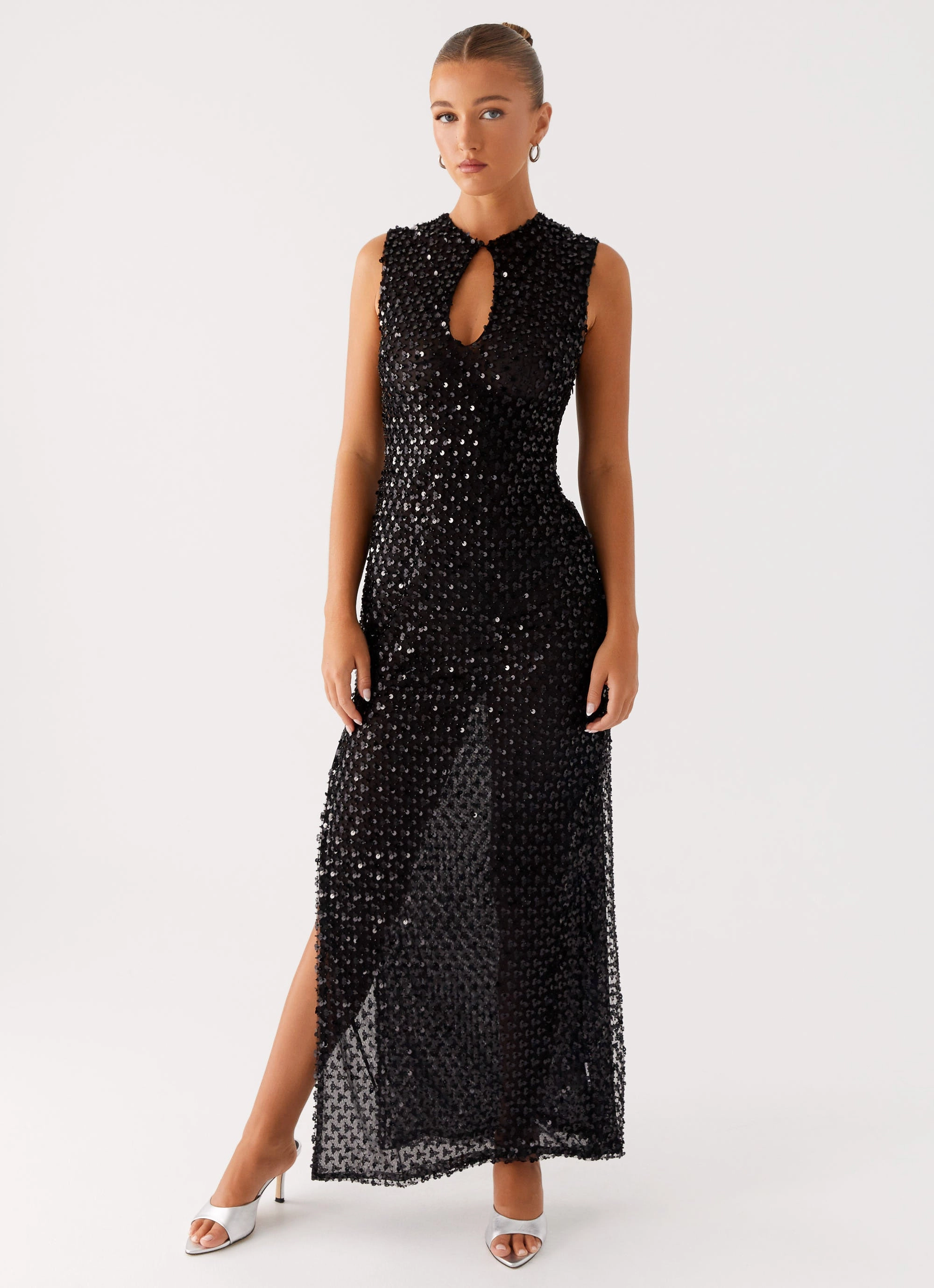 Everyday Use Calm Texture Kore Sequin Maxi Dress - Black