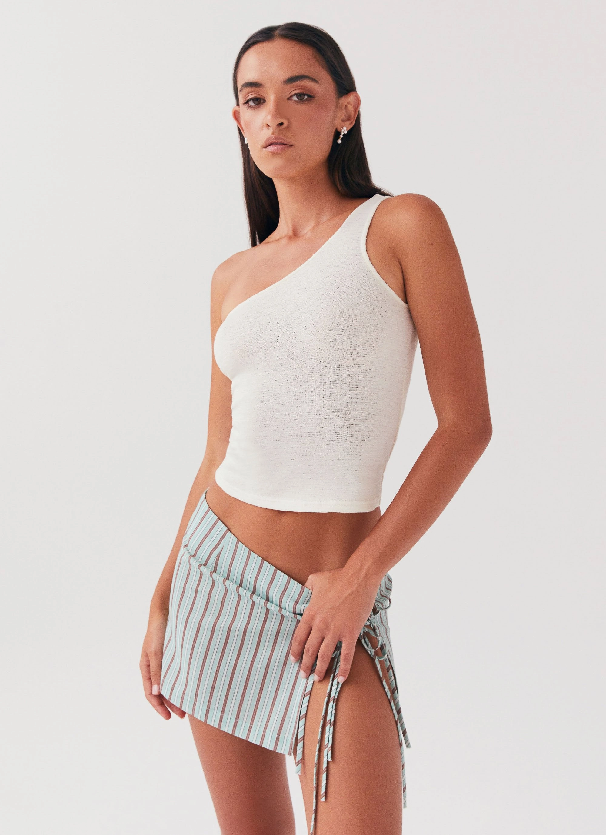 Casual Street Style Summer Retreat Mini Skirt - Coastal Stripe