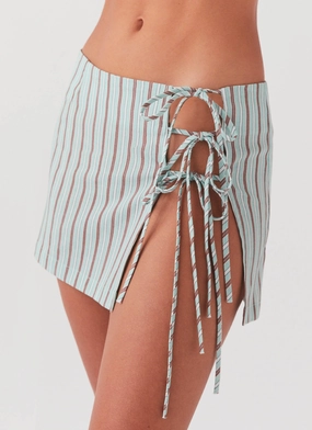 AdjustableHood Summer Retreat Mini Skirt - Coastal Stripe