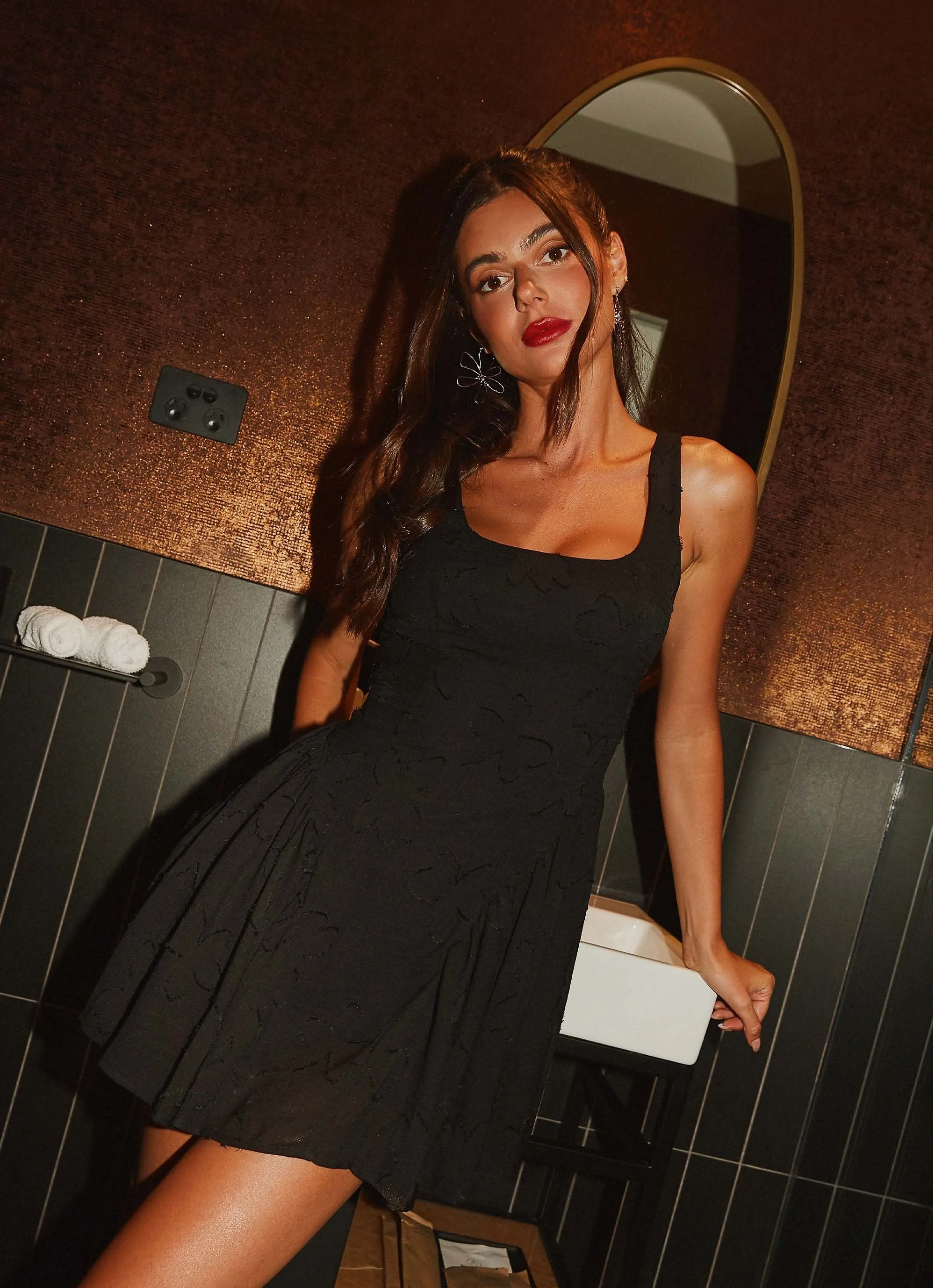 Boho Tone Evelyn Mini Dress - Black