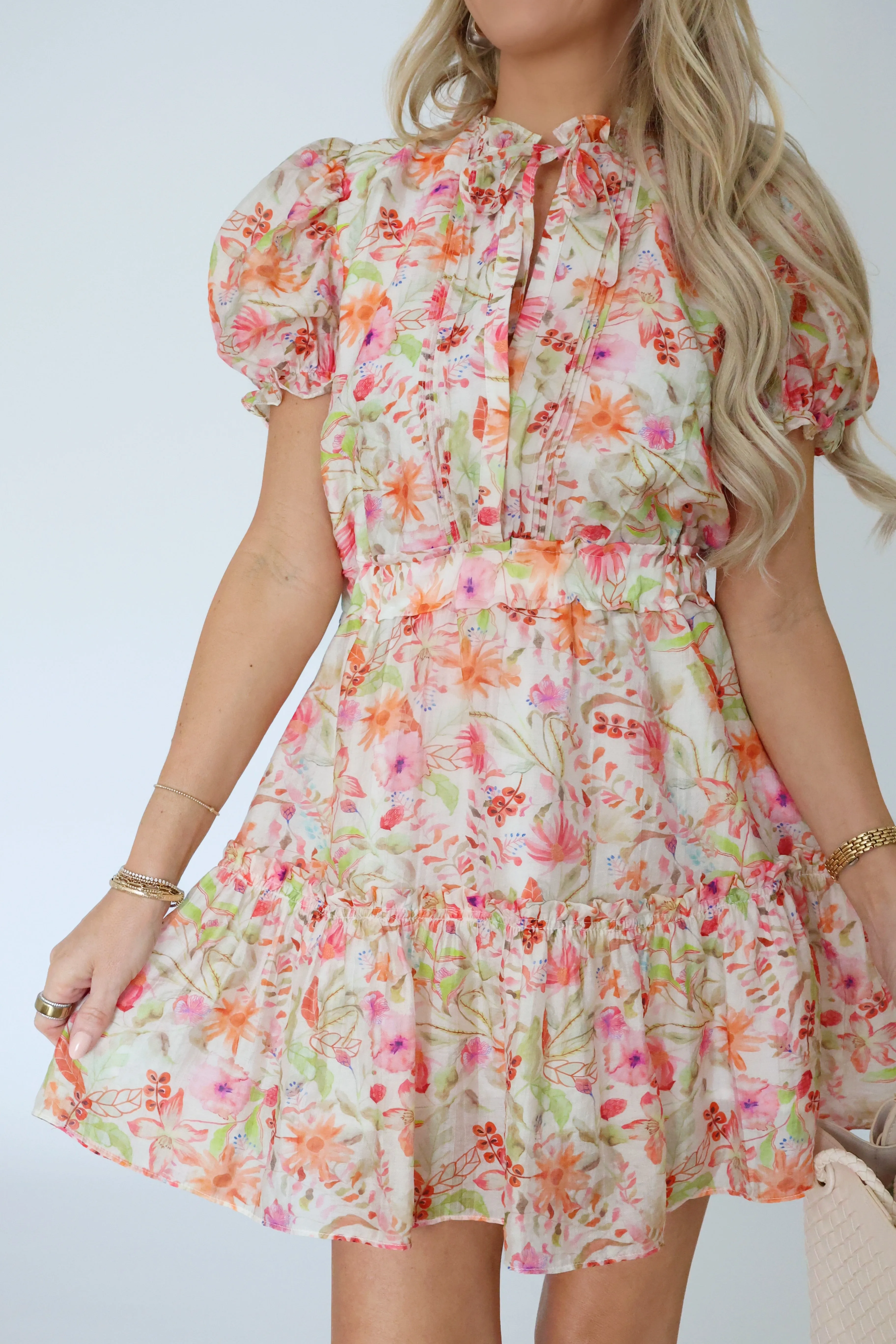 Soft-touch Contemporary Layer Sutton Floral Mini Dress (FINAL SALE)