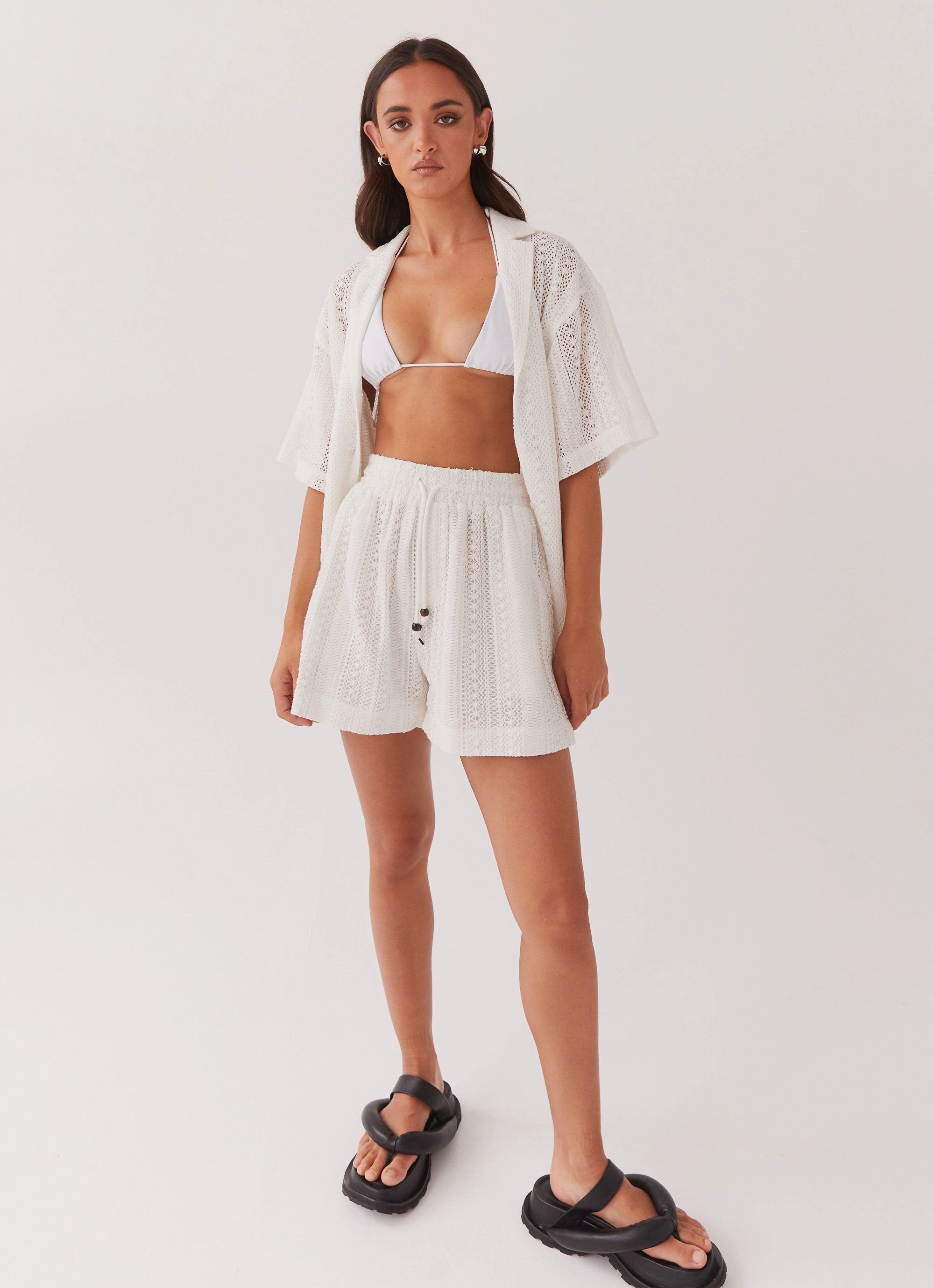 Sun Catcher Knit Shorts - Ivory Relaxed Cut