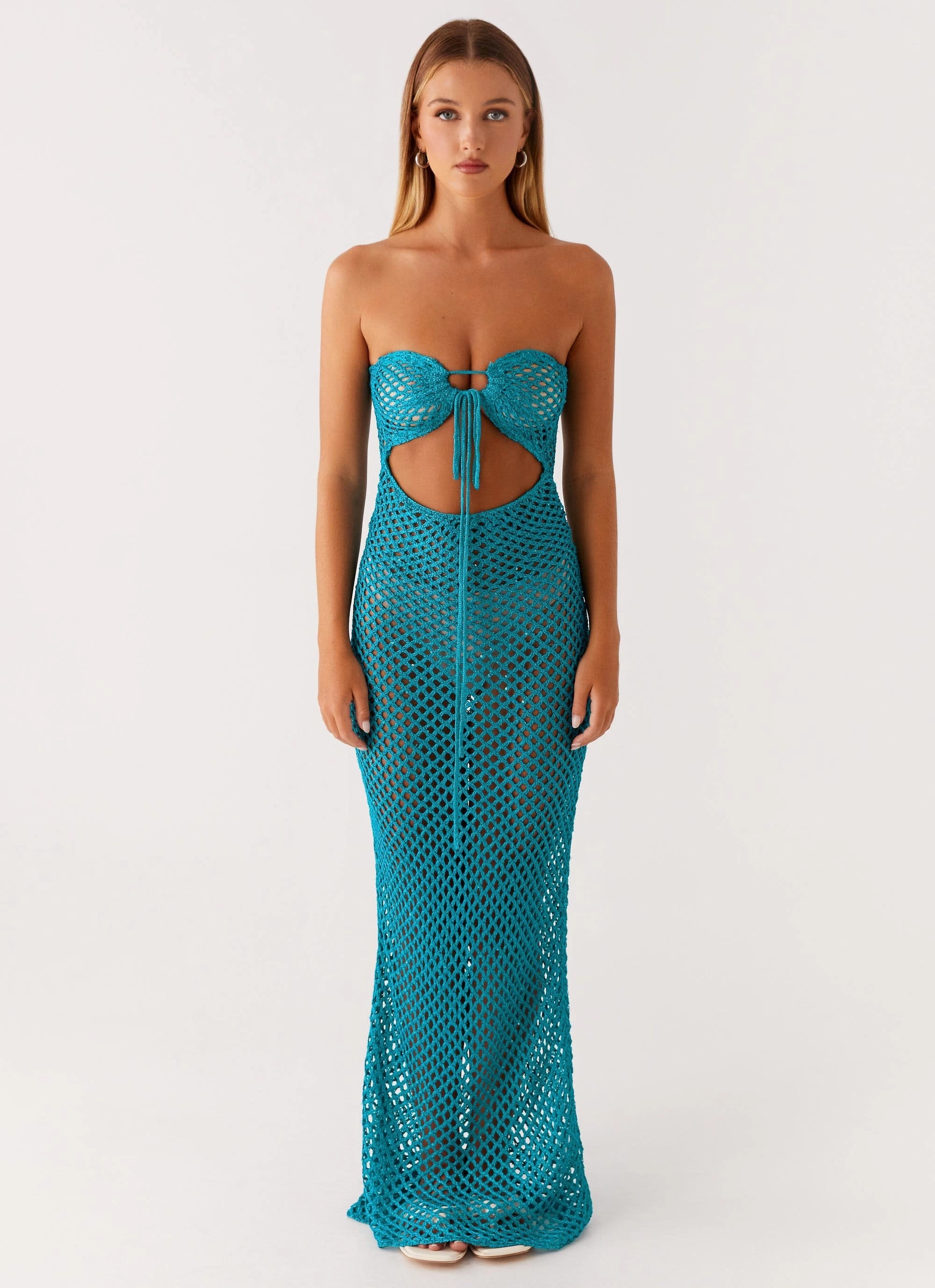 Sun Kissed Crochet Maxi Dress - Blue Perfect Layer