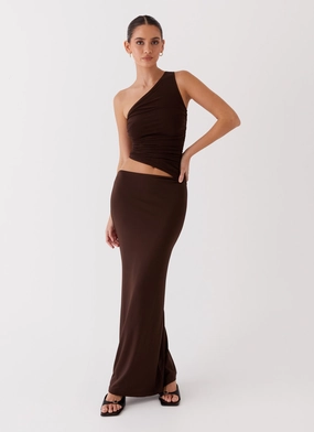 Seranella One Shoulder Maxi Dress - Chocolate Airy Fit