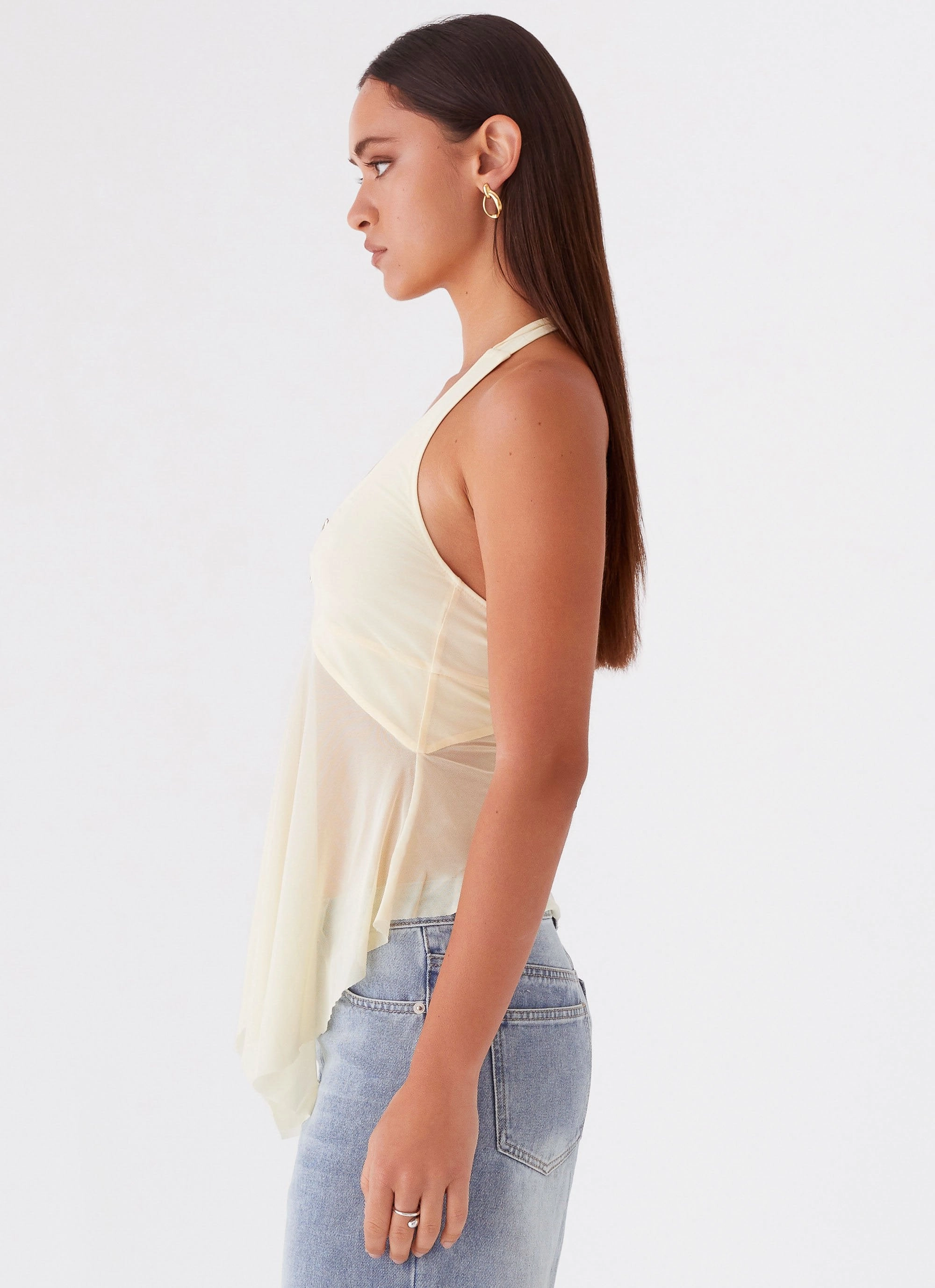 Adaptive Waistband Sunbeam Mesh Top - Yellow