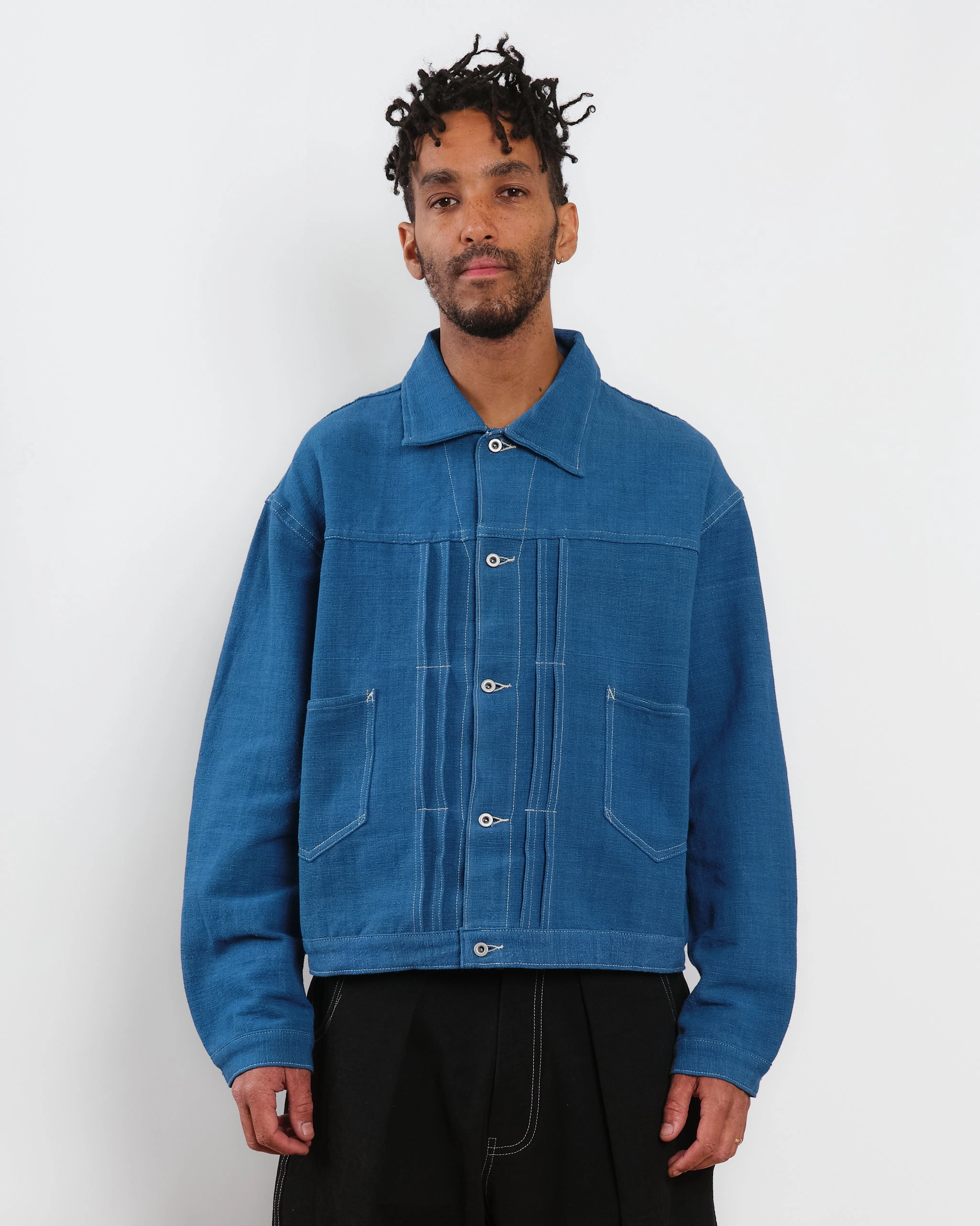 Comfortable Design Wear Airy Feel Sundae Jacket - Indigo Handloom