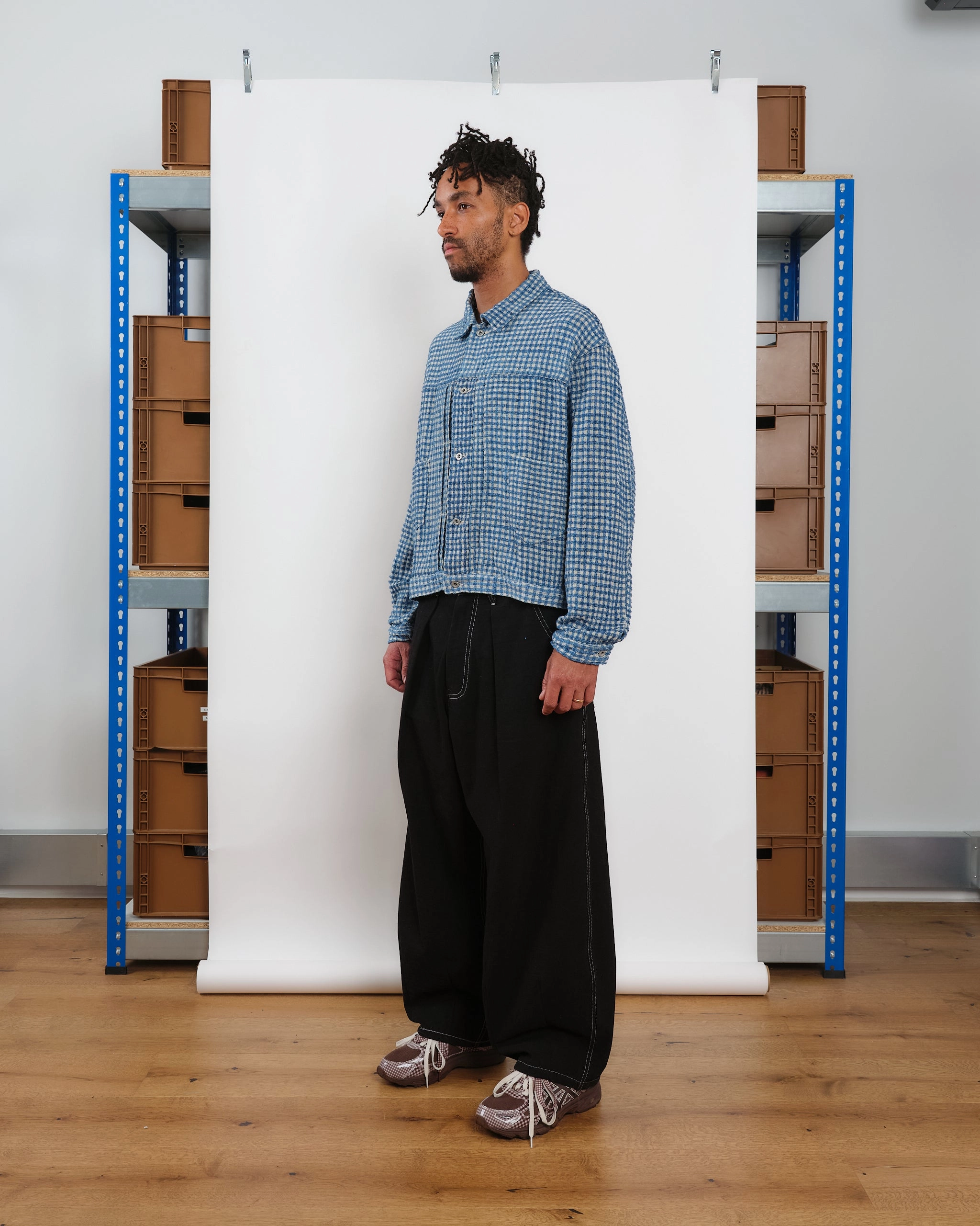 Sundae Jacket - Indigo Wobbly Waffle Hidden Zipper All Wear