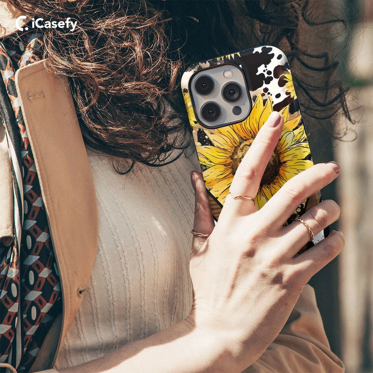 Sunflower Country Cowboy Cowgirl Cow Print Phone Case iPhone Samsung Pixel & More
