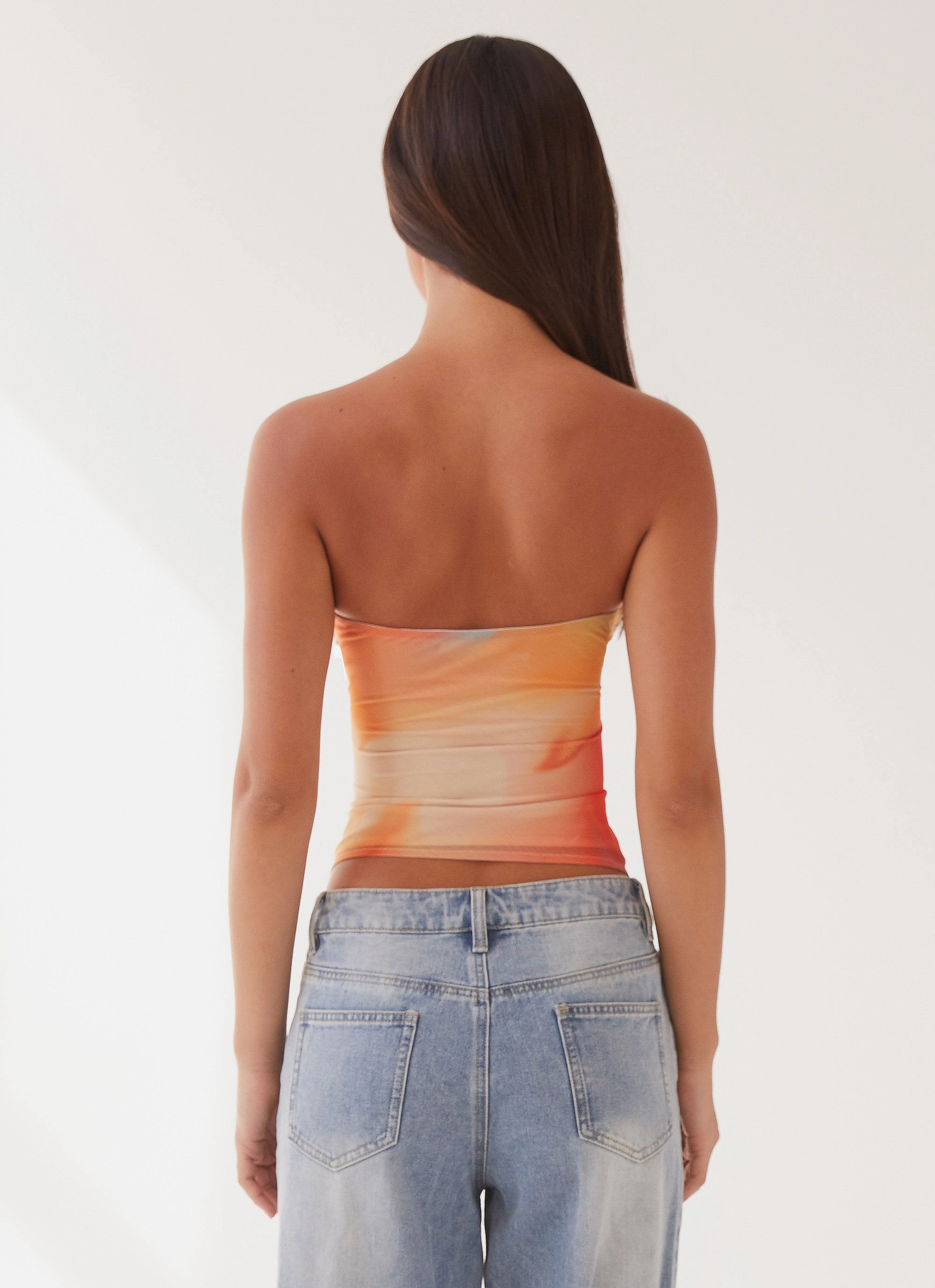 Flexible Waistband Sunlight Cascade Top - Rainbow Radiance