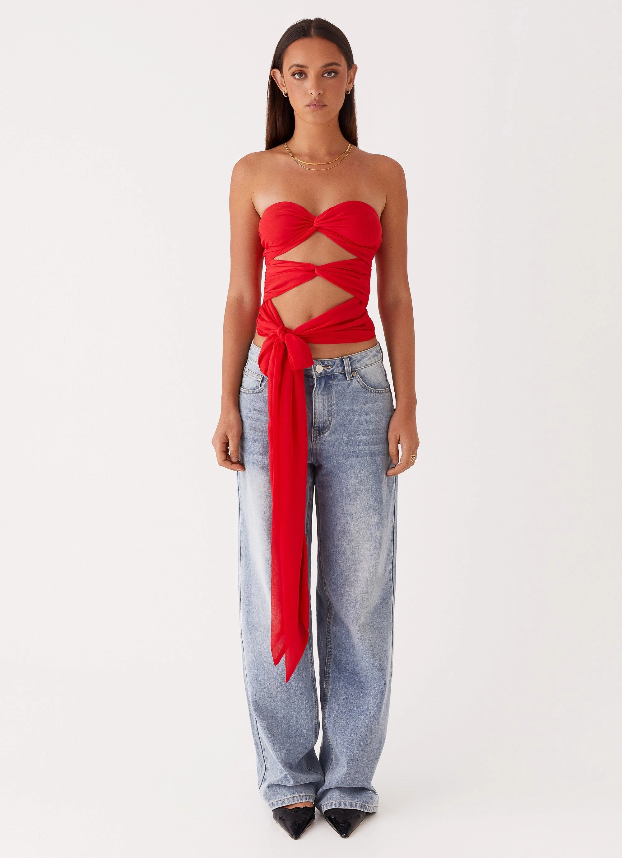 Sunlight Cascade Top - Red Reinforced Hemline