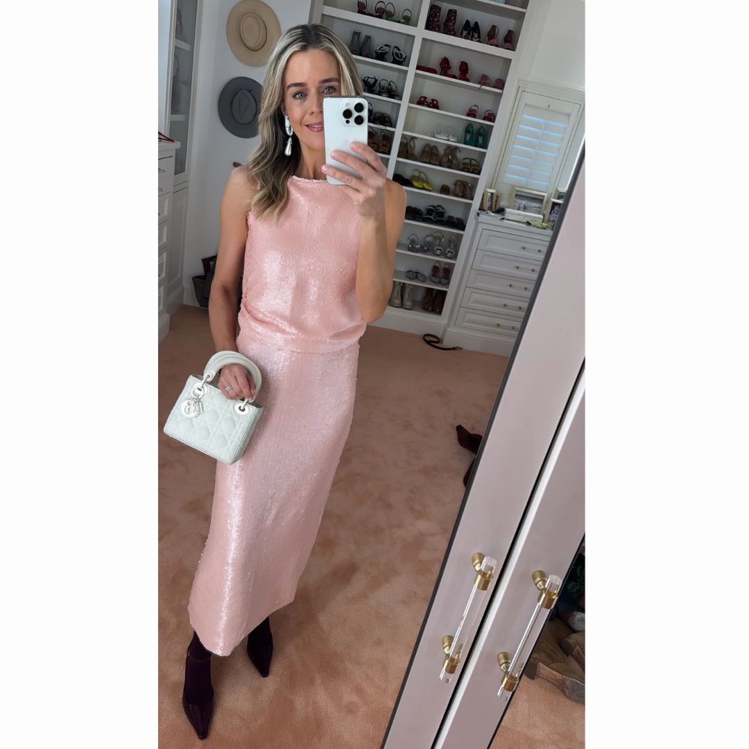 MASON by MASON'S DAUGHTER Katie Skirt, Blush Pink Sequins Full Coverage Fit Zero Waste Cut Pattern