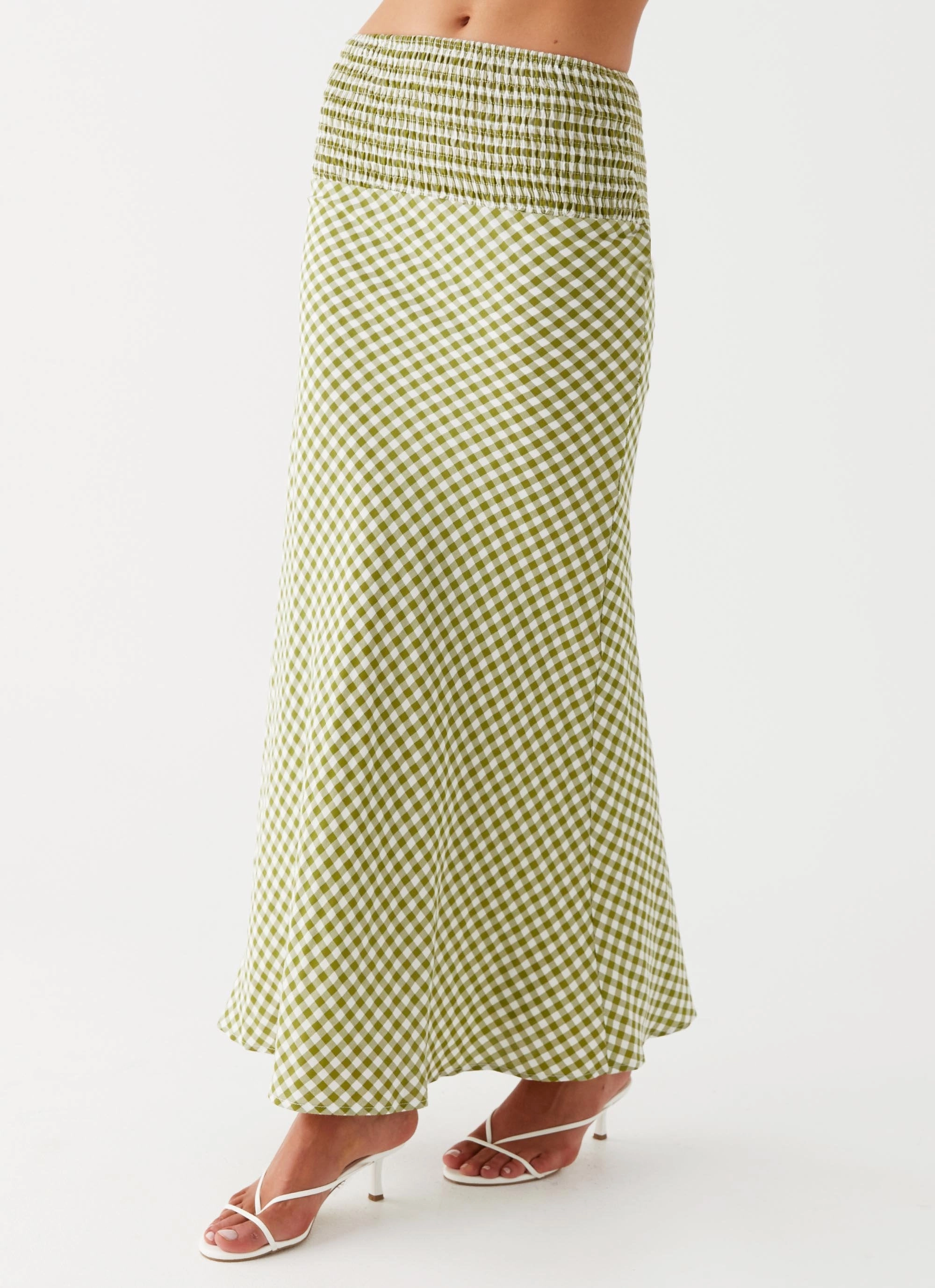 Plus size option Leilani Maxi Skirt - Khaki Gingham