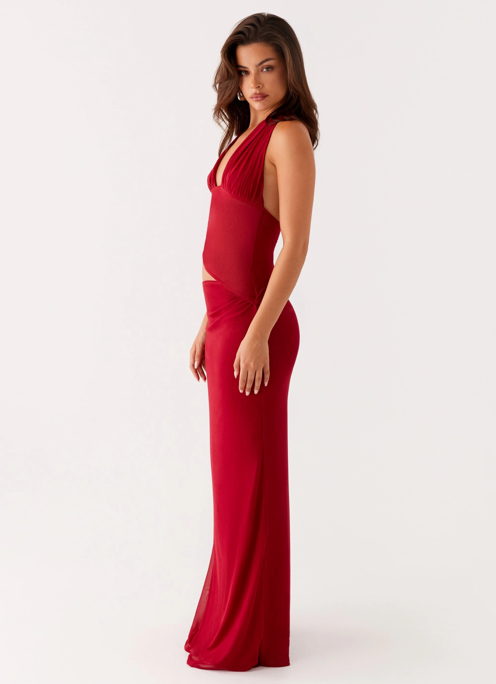 Main Act Halter Maxi Dress - Raspberry Eco-Lining Comfortable Waist