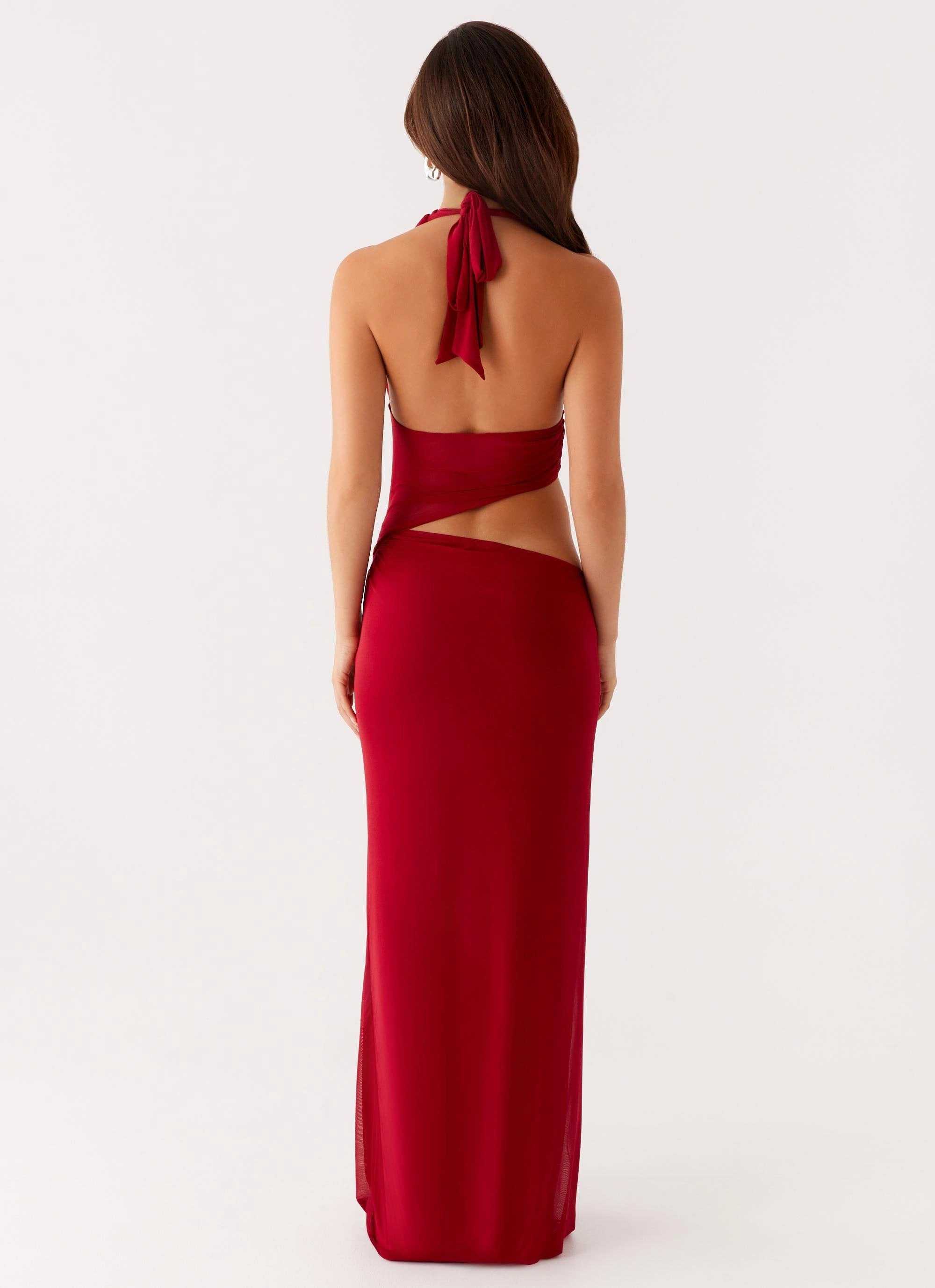 Comfortable and Soft Main Act Halter Maxi Dress - Raspberry