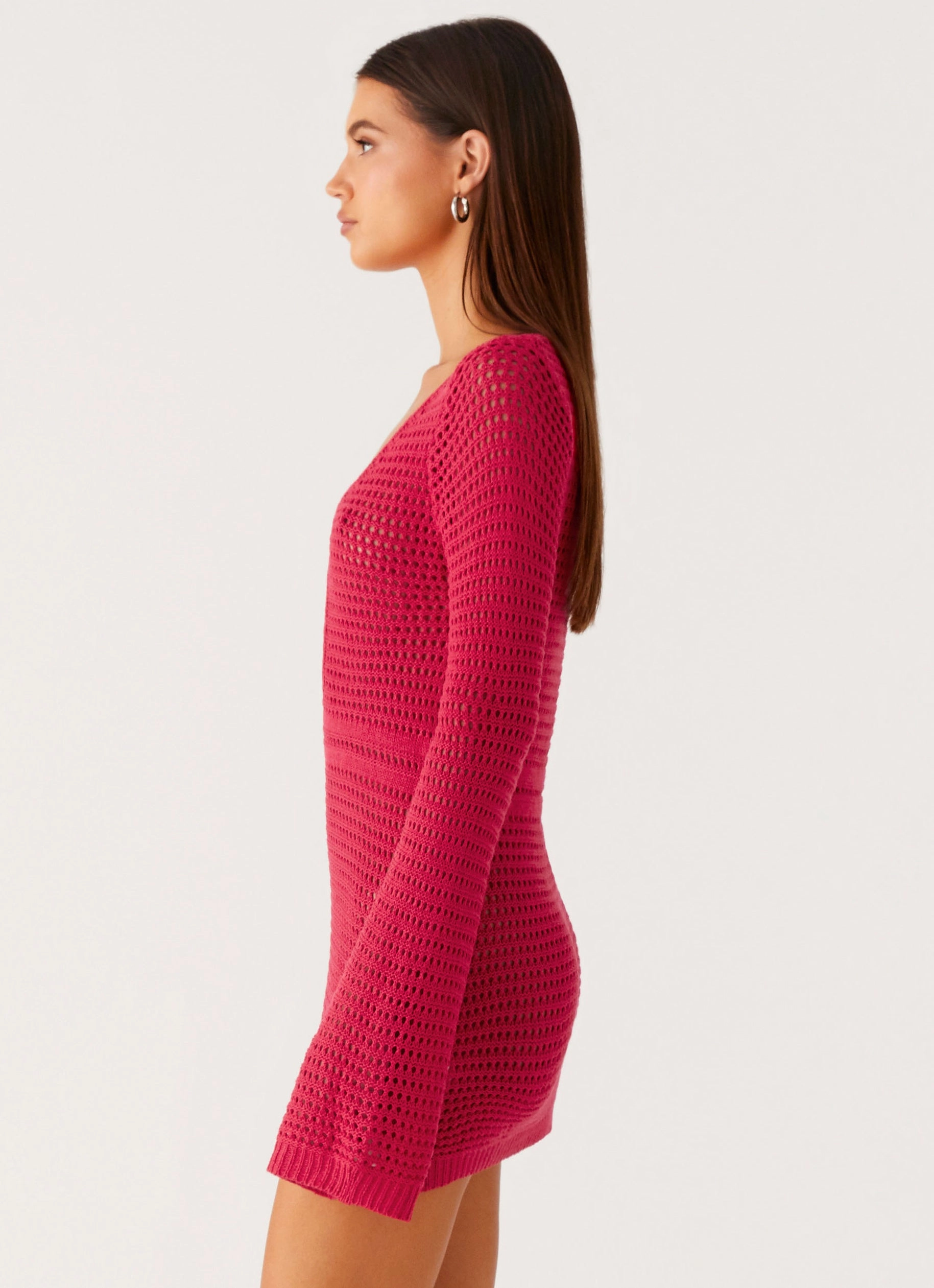 Refined Simplicity Sunriser Crochet Mini Dress - Pink