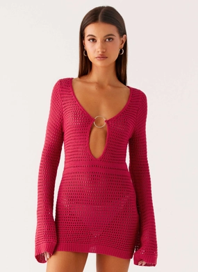 Sunriser Crochet Mini Dress - Pink Easy Pick