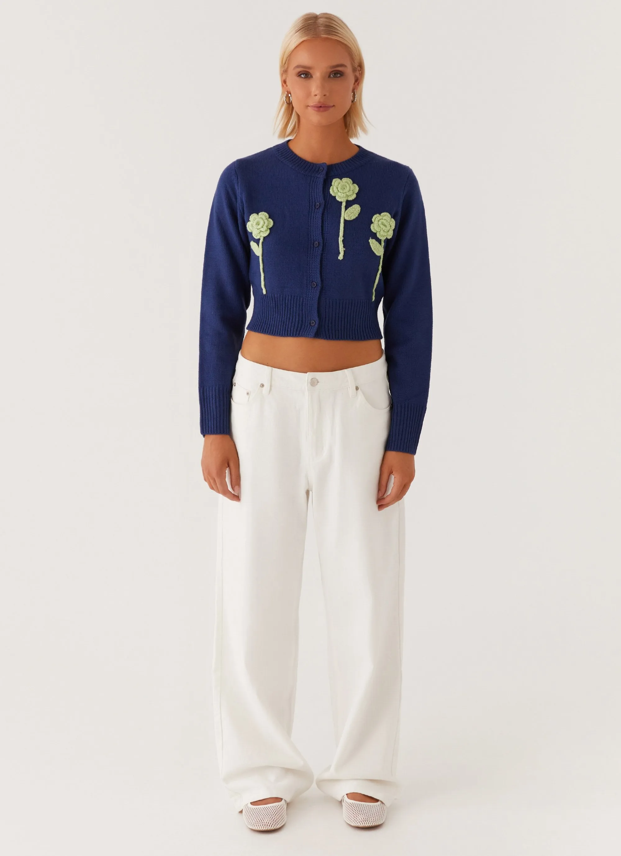 Flatlock stitching Everest Knit Cardigan - Navy