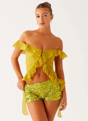 Dylan Off Shoulder Top - Lime Cozy Sweater Airflow Ventilation Zones