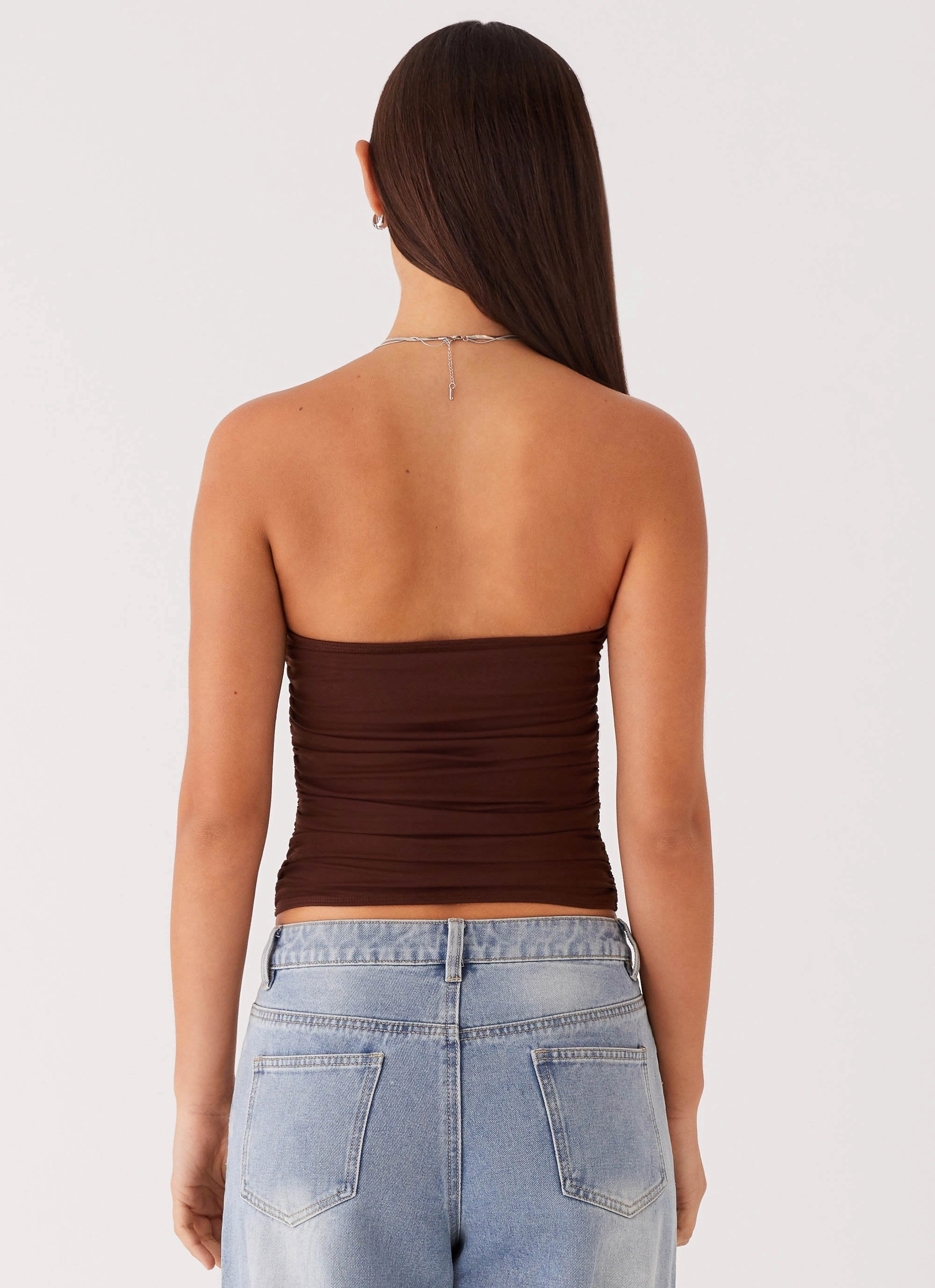 Soft Touch Texture Wrinkle resistant fabric Rudy Tube Top - Brown