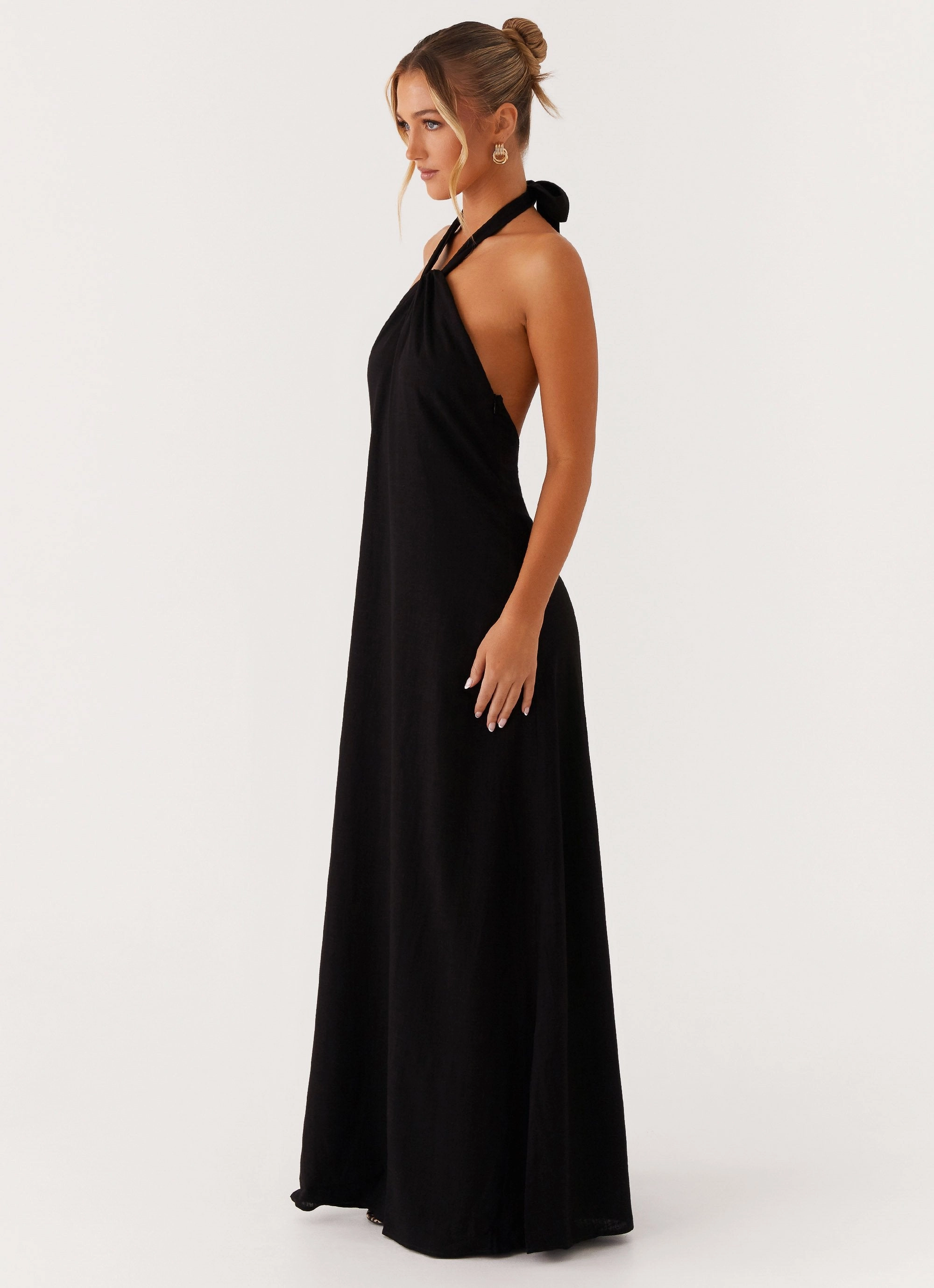 Pure Motion Golden Child Linen Maxi Dress - Black