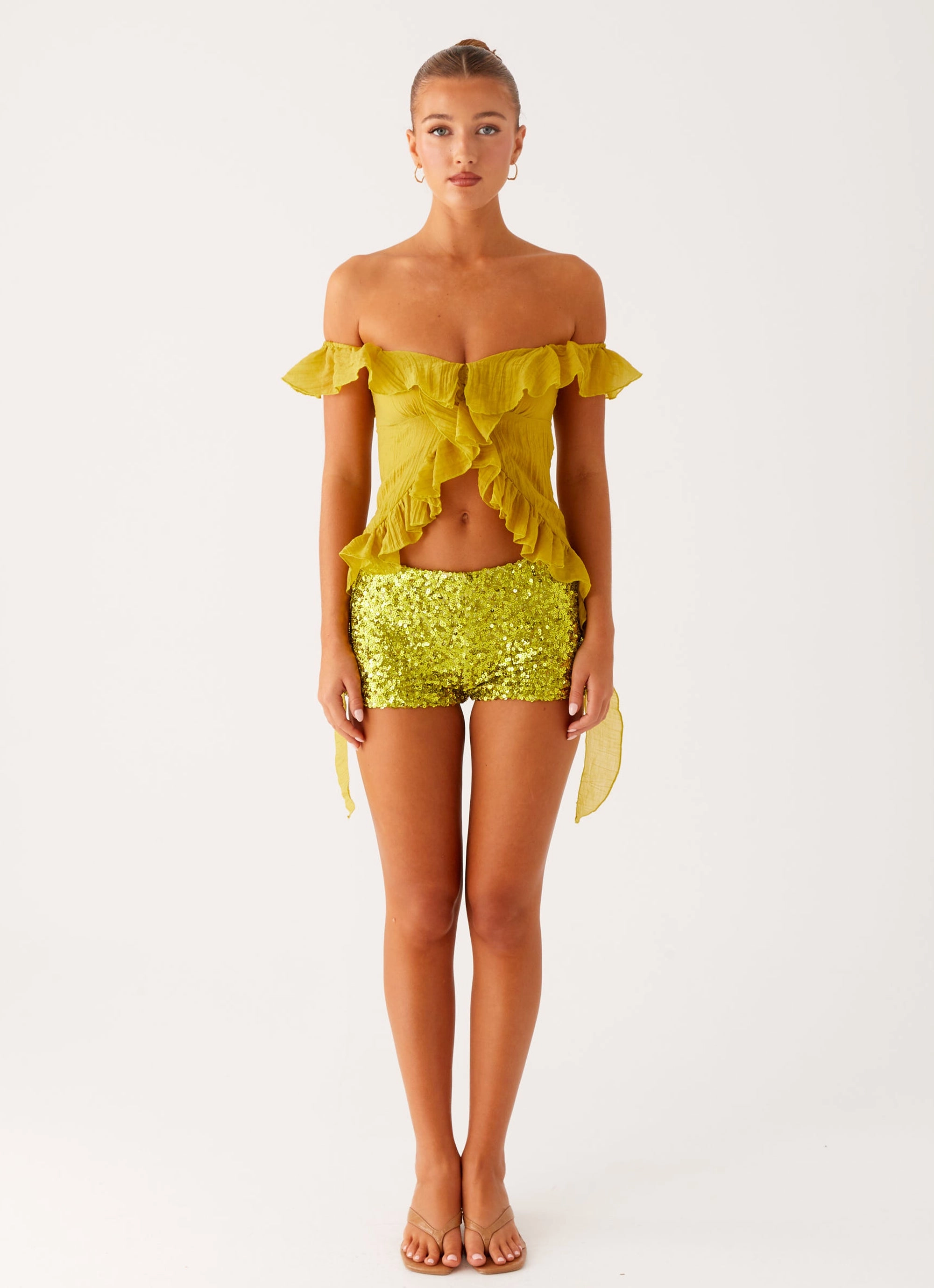 Dylan Off Shoulder Top - Lime PuckerFree Surface QuickPackFoldableDesign