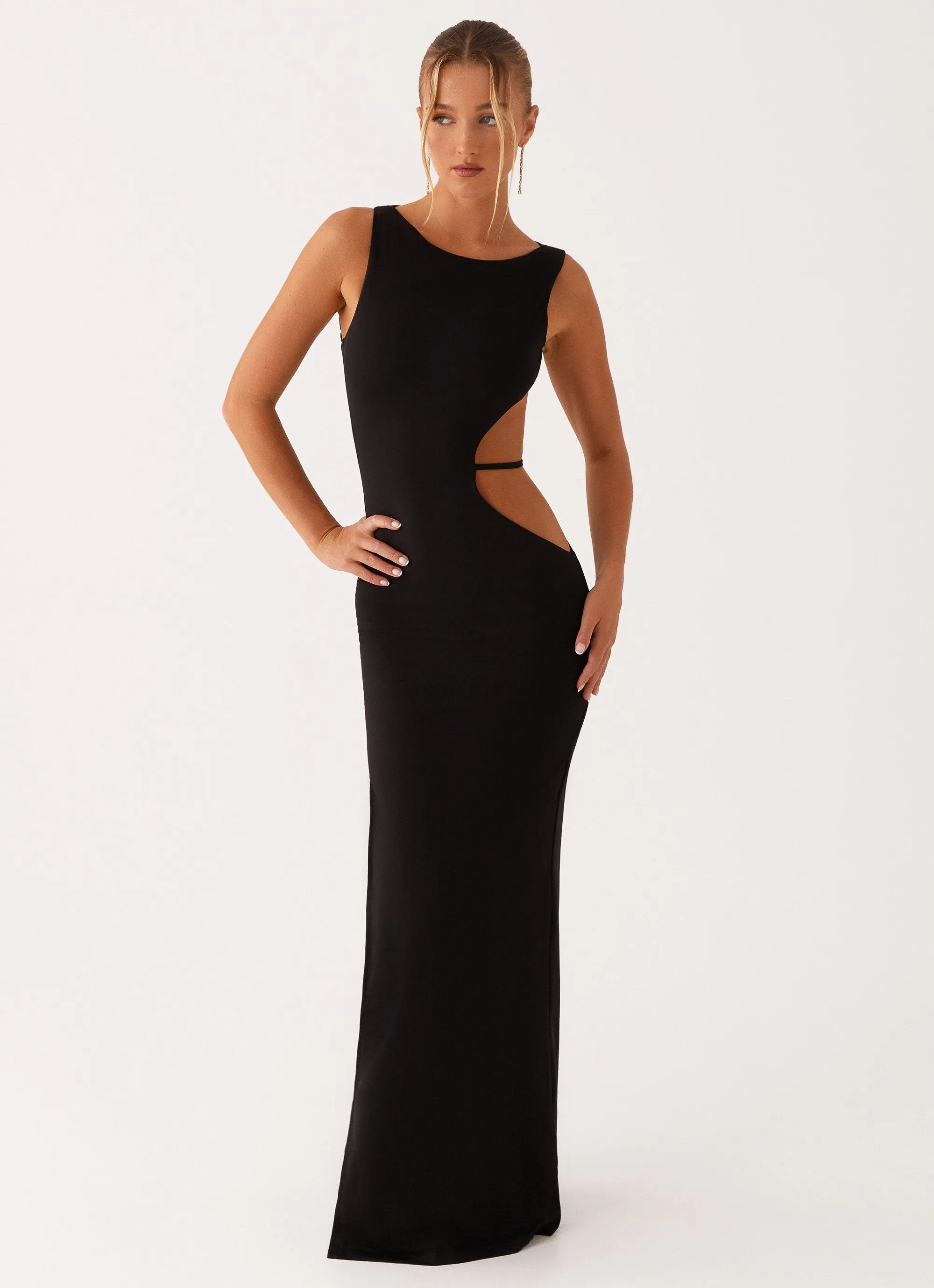 Sutton Maxi Dress - Black Sheer Overlay Urban appeal