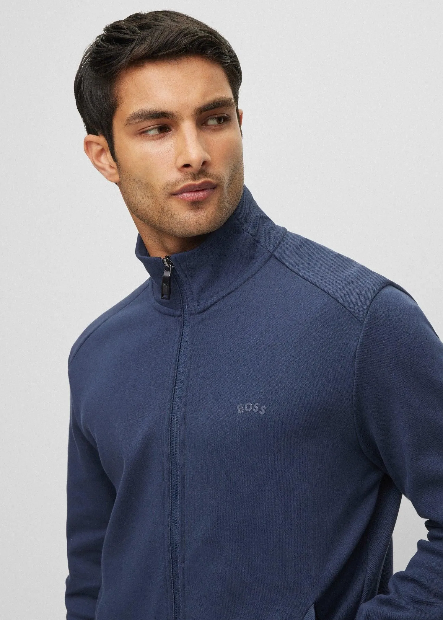 Sweat zippé à col montant BOSS marine