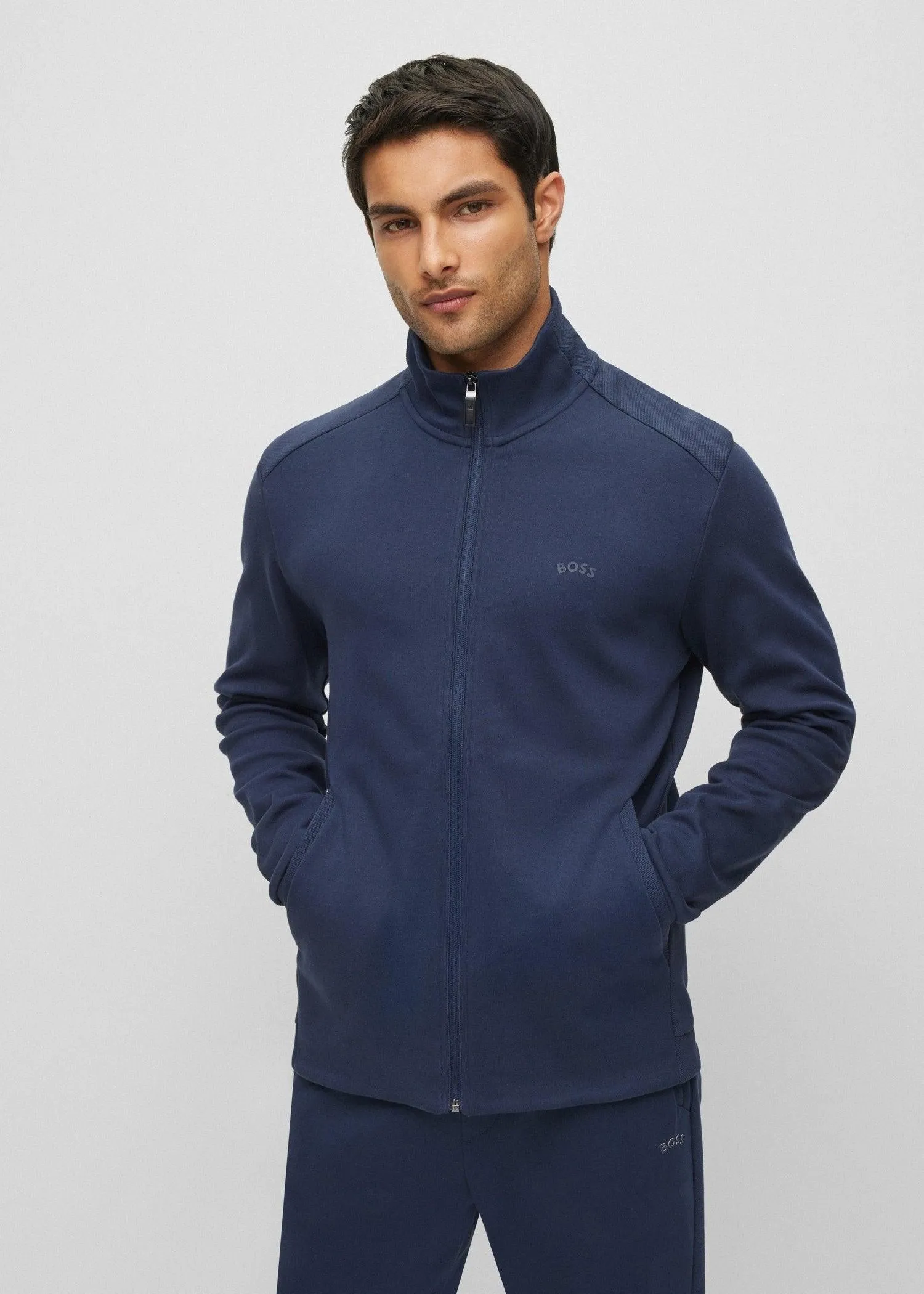 Sweat zippé à col montant BOSS marine