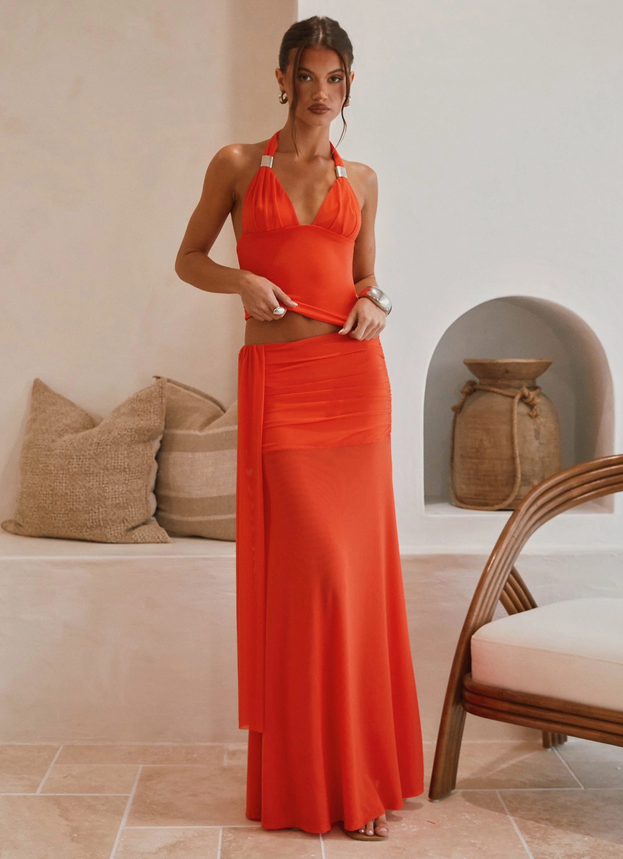 Everyday Comfort Fit Blaze Maxi Skirt - Fire Red