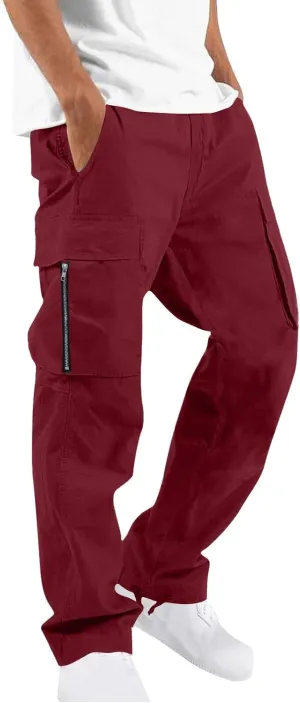 Sweatpants for Men Fashion Casual Solid Plaid Pocket Spaghetti Strap Cargo Pants Trousers for Men Plus Size