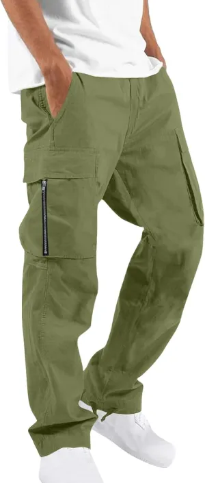 Sweatpants for Men Fashion Casual Solid Plaid Pocket Spaghetti Strap Cargo Pants Trousers for Men Plus Size