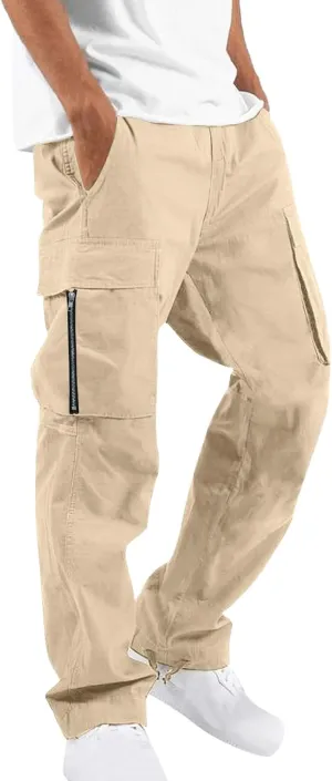 Sweatpants for Men Fashion Casual Solid Plaid Pocket Spaghetti Strap Cargo Pants Trousers for Men Plus Size