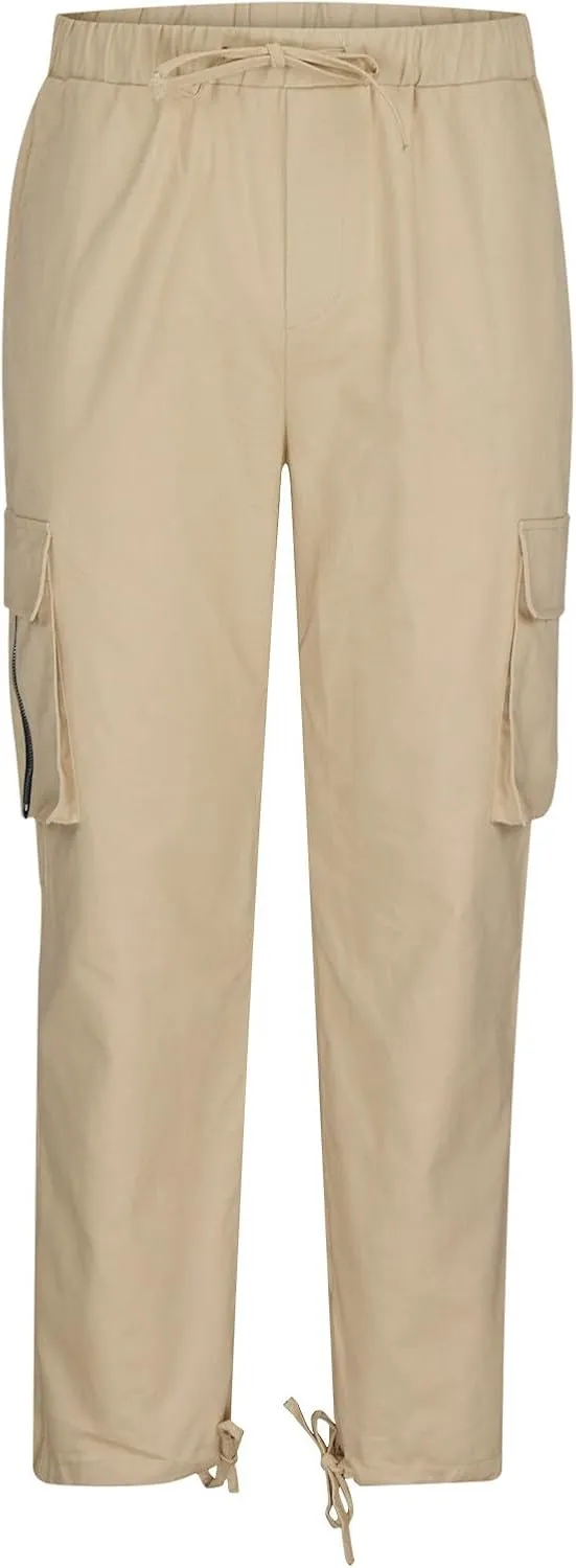 Sweatpants for Men Fashion Casual Solid Plaid Pocket Spaghetti Strap Cargo Pants Trousers for Men Plus Size