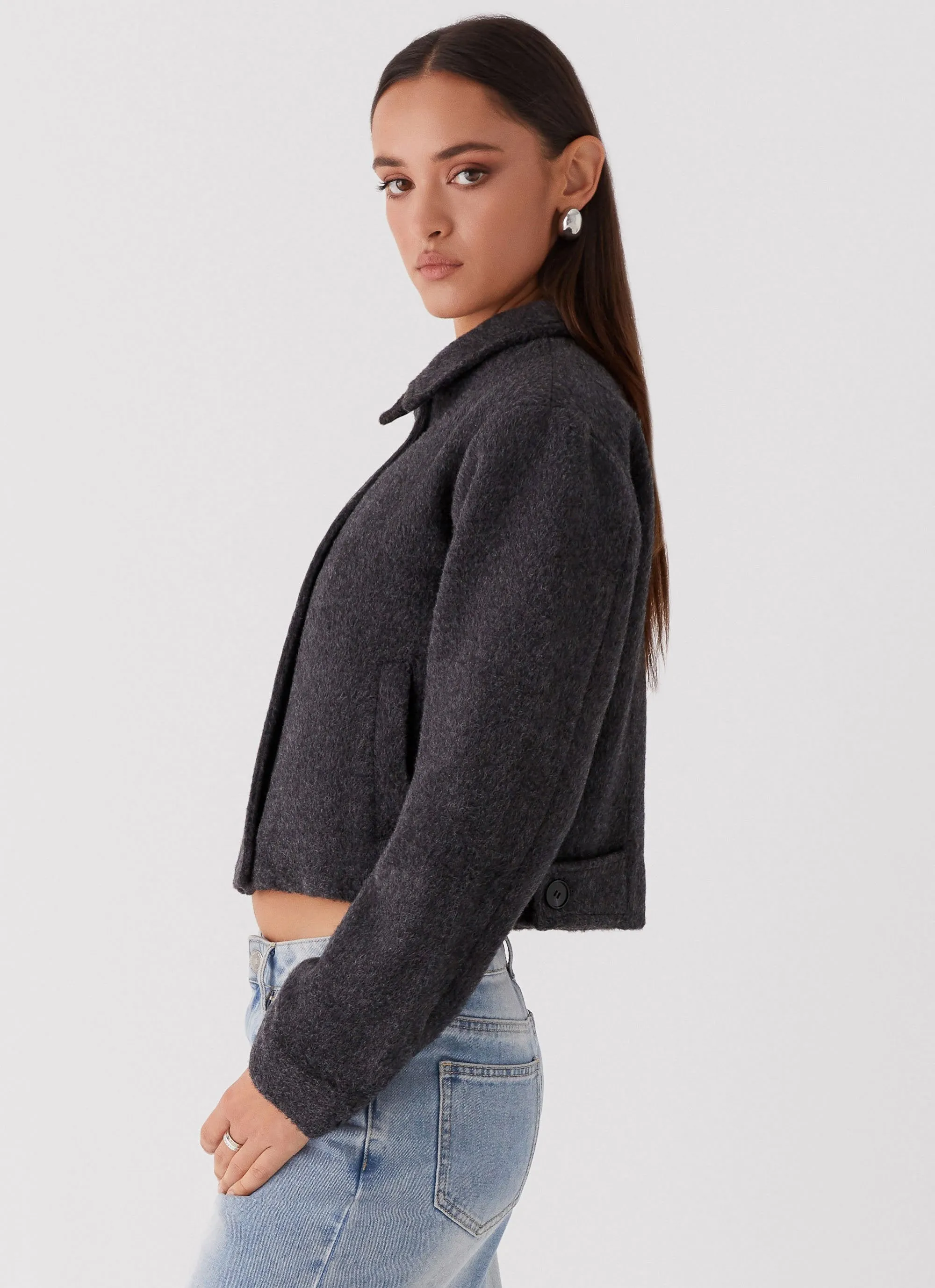 Non Restrictive Fit Lexi Jayde Wool Zip Jacket - Dark Grey