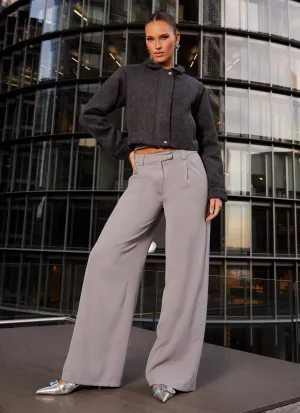 UV Protection Enhanced Soft Touch Fabric Lexi Jayde Wool Zip Jacket - Dark Grey