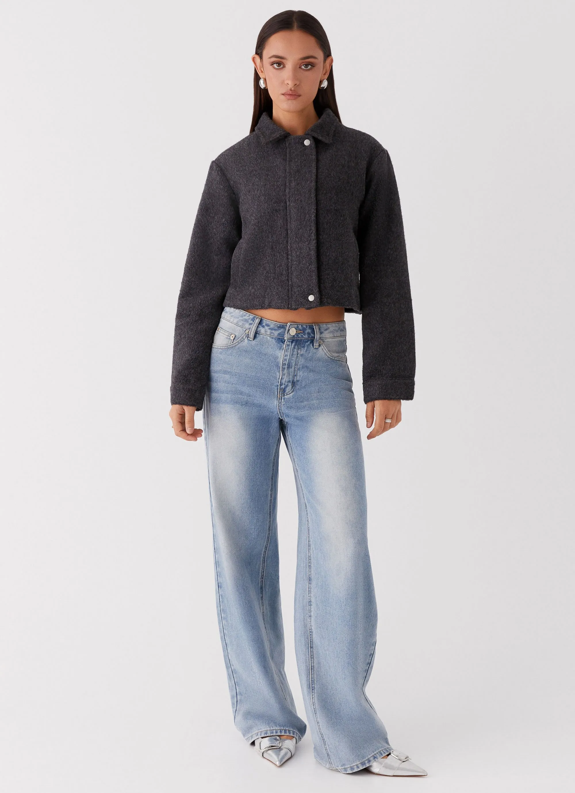 Lexi Jayde Wool Zip Jacket - Dark Grey AntiStaticFinish