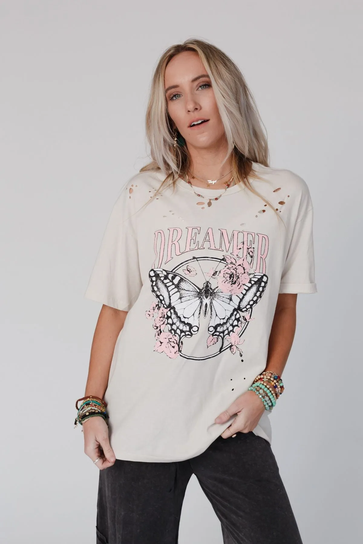 Sweet Dreamer Graphic Tee - Light Khaki