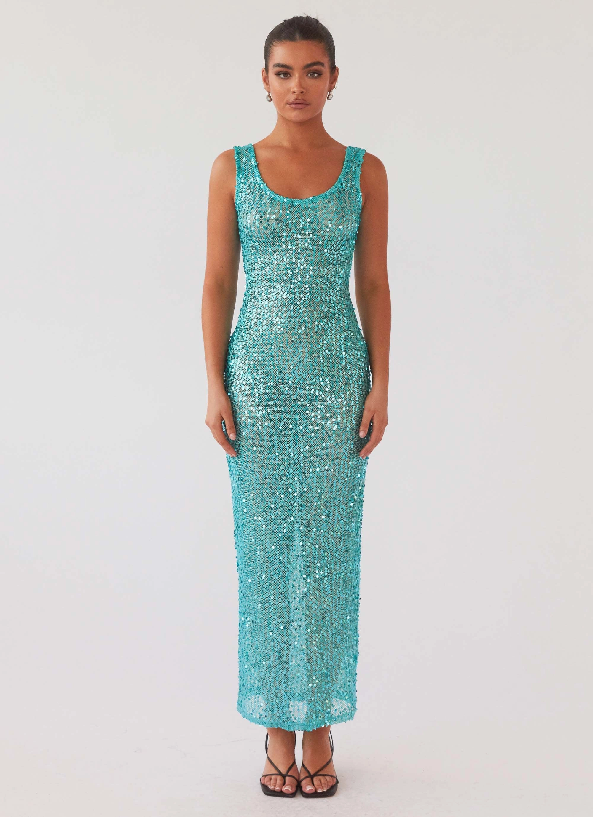 Sleek Waist Design Fit Fresh Outfit Sweet Essence Maxi Dress - Crystal