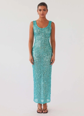 Sleek Waist Design Fit Fresh Outfit Sweet Essence Maxi Dress - Crystal