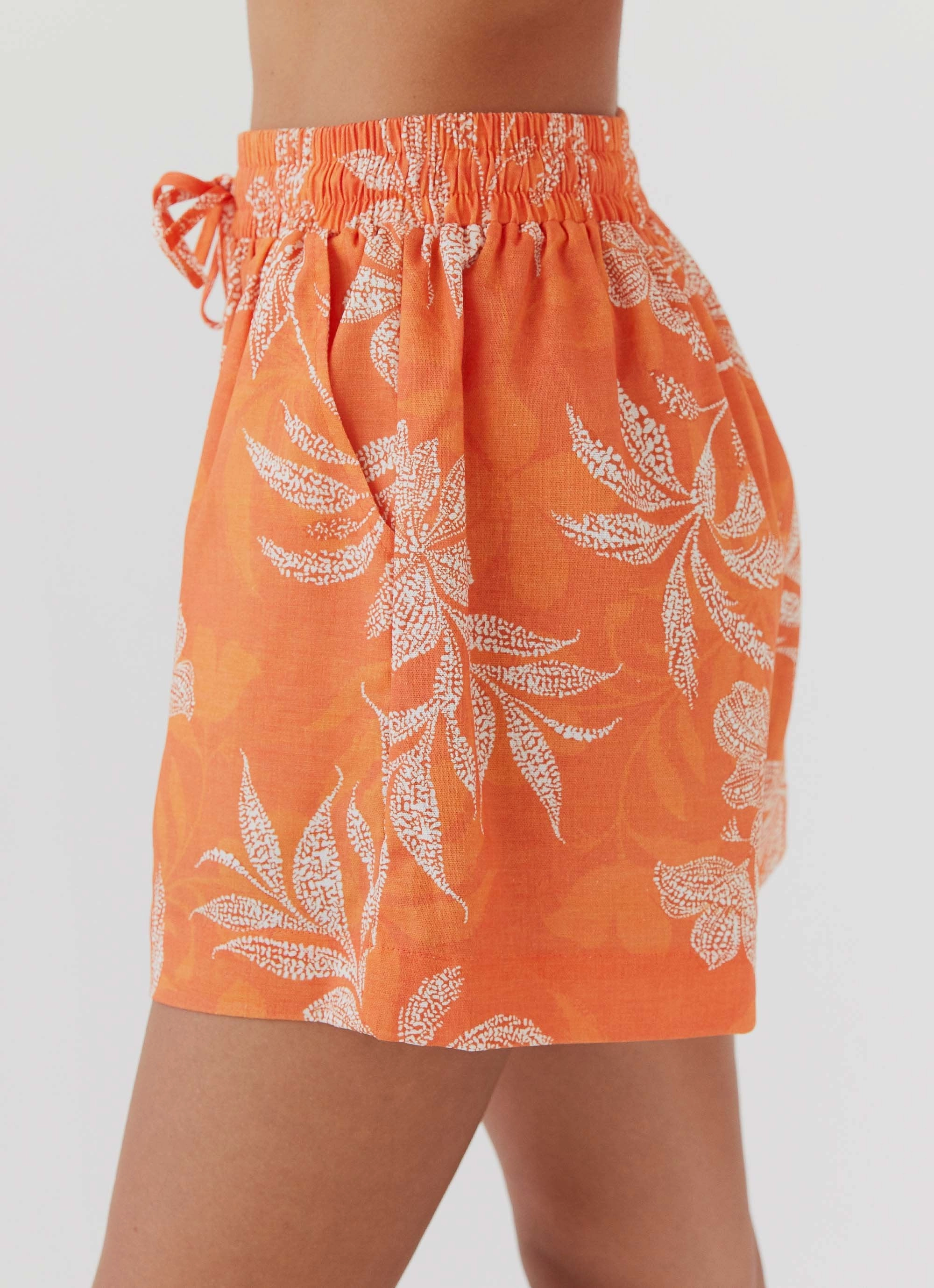 UV Block Sweet Relief Linen Shorts - Tropic Sunset