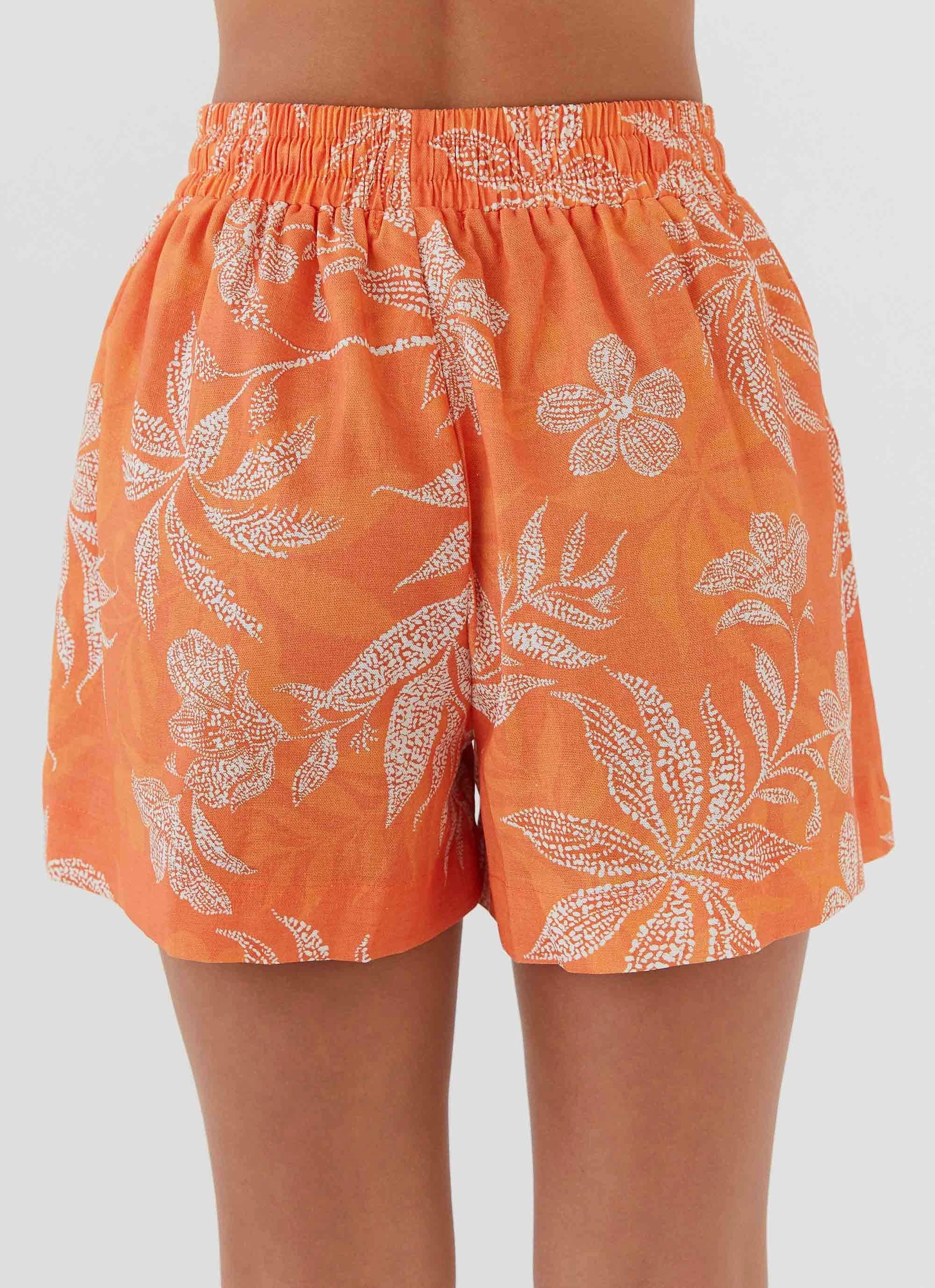Sweet Relief Linen Shorts - Tropic Sunset Ventilated Back Airflow Optimization